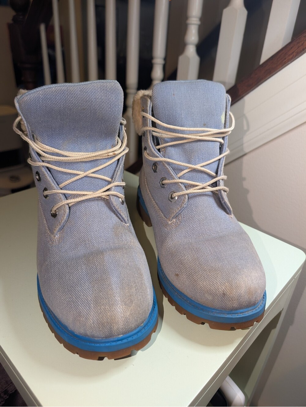 2121v - Timberland Girls' Blue Shearling Style Winter Boots Size 7